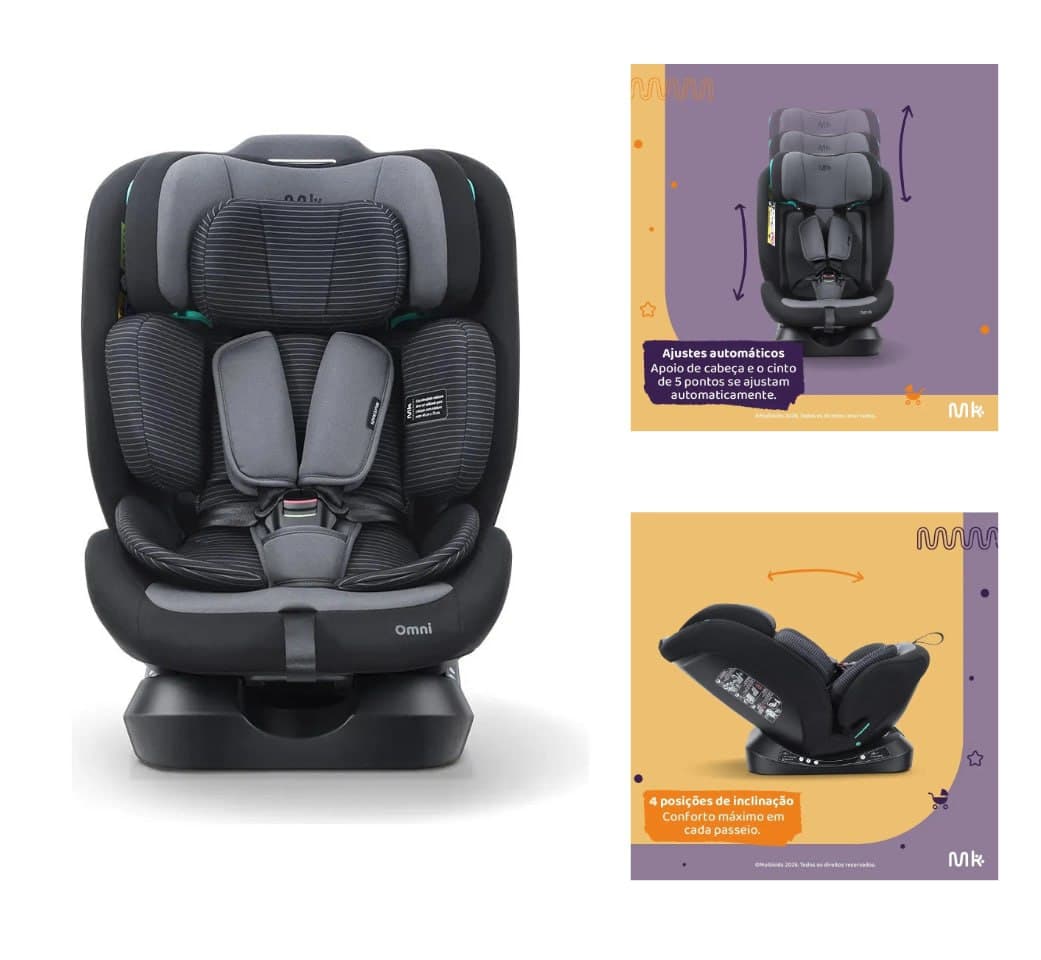 Cadeirinha Infantil Omni 0-36kg Multikids BB712 - Preto e Cinza