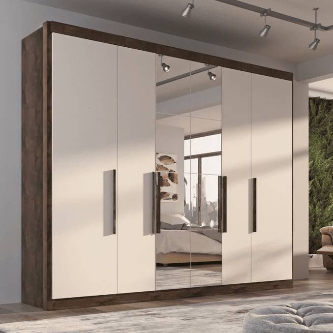 Guarda Roupa Casal Valencia 6 Portas 6 Gavetas C/ Espelho